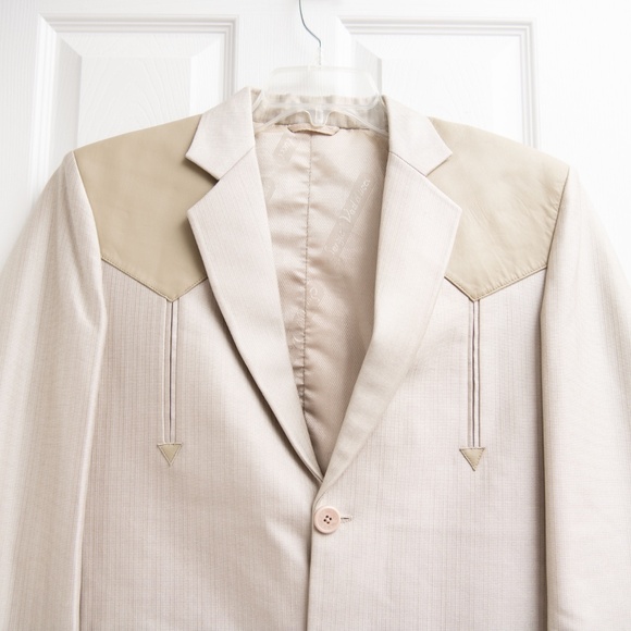 Sergio Vadducci Suit Jacket Blazer, Western Style Formal Wear Beige Men's Small - Picture 3 of 5